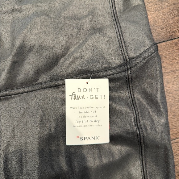 SPANX Charcoal Faux Leather Leggings - Picture 3 of 6